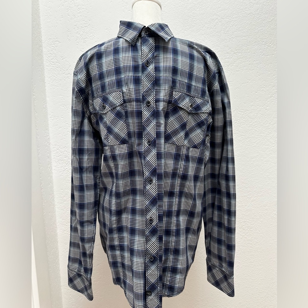 Blue Plaid Button Down Long Sleeve Shirt